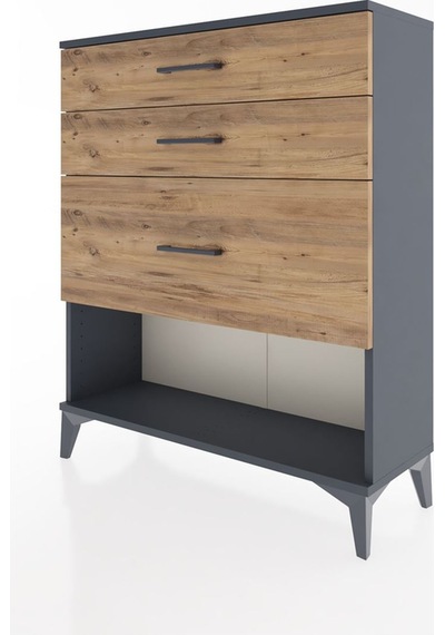 Arges Şifonyer 3 Çekmeceli 88x30x106 Antrasit-çam Antrasit