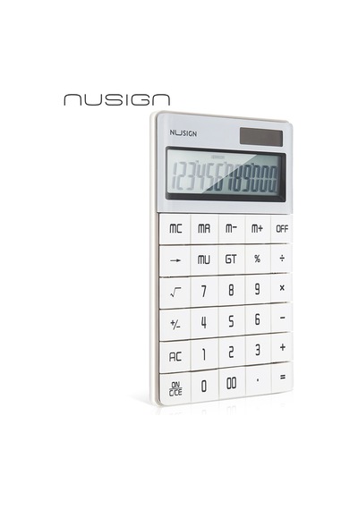 Nusıgn Ens041 Masaüstü Hesap Makinesi 12 Haneli Çift Güç Kaynaklı Beyaz
