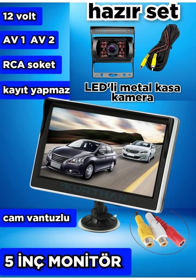 Ticari Araçlara 5 İnç Monitör Ve 1 Ad Metal Kasa Kamera Kayıtsız