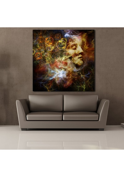 Renkli Kafa Kare Kanvas Tablo 100x100cm