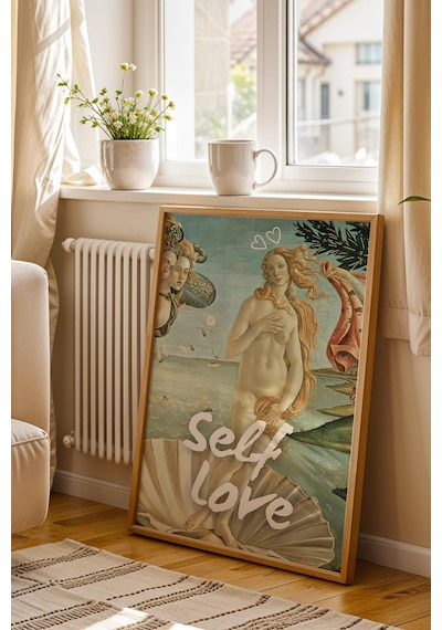 Saturn The Birth Of Venus Self Love Çerçeveli Tablo Modern Dokunuşlu Klasik Sanat Altered Art