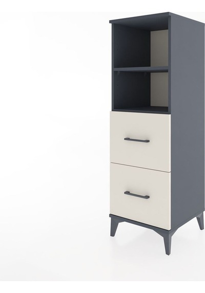 Hyperion Dolap 2 Raflı 2 Çekmeceli 44x44x134 Antrasit-aytaşı Antrasit