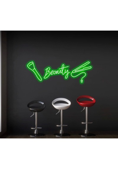 Beauty Yazılı Ve Şekilli Neon Tabela Yeşil