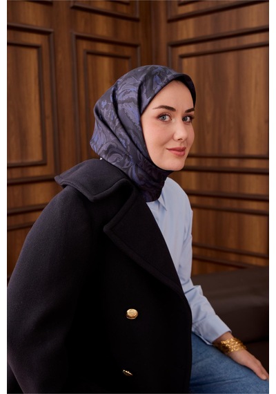 Silk Home Twill Ipek Eşarp 11485-65 Koyu lacivert