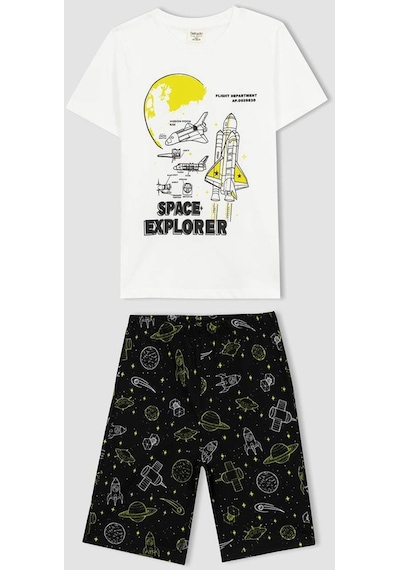 Defacto Erkek Çocuk Baskılı Kısa Kollu Şort Pijama Takım Z9175a623smwt34 Beyaz Defacto Erkek Çocuk Baskılı Kısa Kollu Şort Pijama Takım Z9175a623smwt34 Beyaz