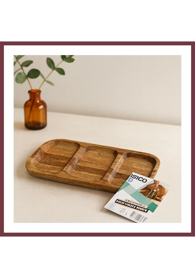 Storeşahin Akasya 3 Bölmeli Ahşap Servis Tepsisi 25x14 Cm Shn0720