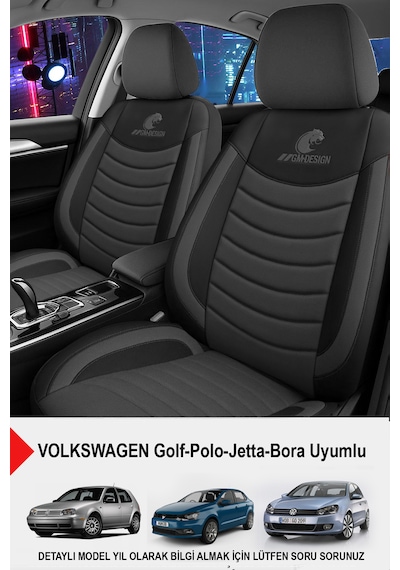 Panther Serisi Keten Kumaş Oto Koltuk Kılıfı- Volkswagen Bora-golf-jetta-polo Uyumlu Füme