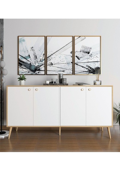 Floradesign Sarissa Konsol / Konsol / Çok Amaçlı Dolap 160 Cm Beyaz+meşe