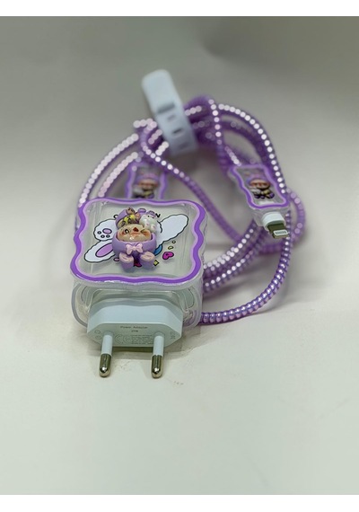 Sweety iPhone Uyumlu Kablo Ve Başlık Koruyucu Set Mor