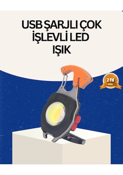 Usb Şarjlı Mini Led Anahtarlık Fener Sarı