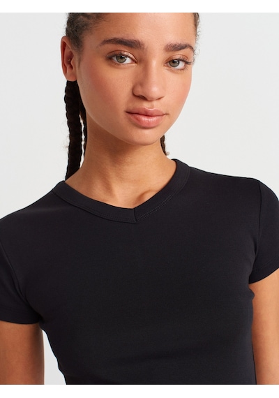Dilvin 31673 V Yaka T-shirt-siyah Siyah
