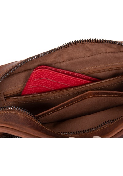 Bloominbag Forge Wrist Heritage Saddle Luxe Hakiki Deri Unisex Kilitli Clutch Kahverengi