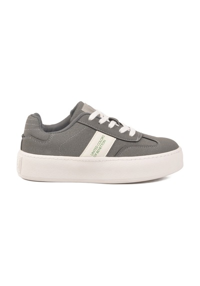 United Colors Of Benetton Gri Hafızalı Taban Keten Bağcıklı Kadın Sneaker Bnı-11241 Z