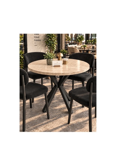 Kalınlaştırmalı Mutfak Cafe Balkon Bahçe Restoran Yemek Masası 70x70 Siyah Traverten Yuvarlak Mermer - Siyah Mermer - Siyah Kalınlaştırmalı Mutfak Cafe Balkon Bahçe Restoran Yemek Masası 70x70 Siyah Traverten Yuvarlak Mermer - Siyah Mermer - Siyah