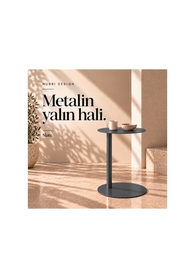 Slate Metal C Sehpa Modern Tasarım Elips Tablalı Minimalist Koltuk Yanı Sehpa Gri - 935314037 Gri