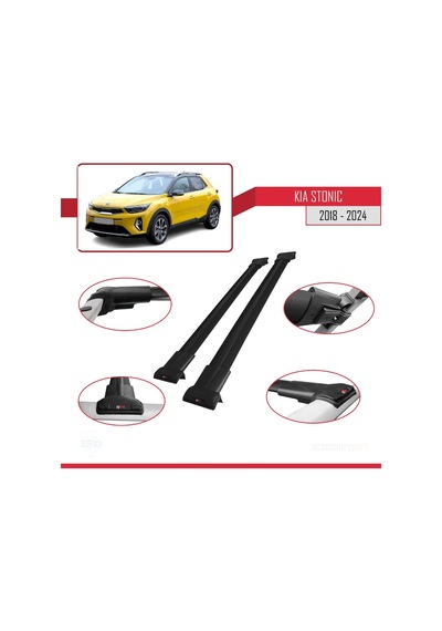 Kia Stonic 2018 Ve Sonrası İle Uyumlu Fly Model Ara Atkı Tavan Barı Siyah