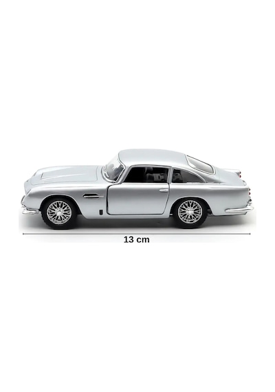 Gümüş Gri Aston Martin Db5 1:38 Ölçek Metal Çek Bırak Model Araba - Açılabilir Kapılar 13 Cm