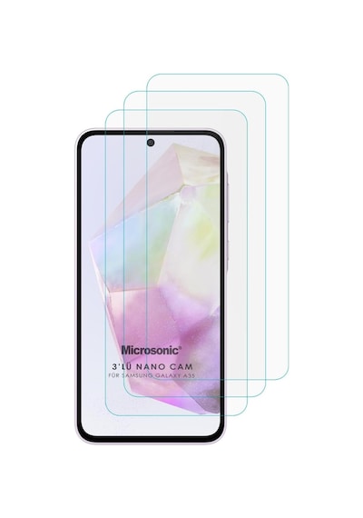 Galaxy A35 Screen Protector Nano Glass Cam Ekran Koruyucu 3 Lü Paket Galaxy A35 İle Uyumlu Ekran Koruyucu - Şeffaf