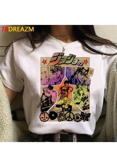 Noıssey Kırmızı Etiket Gala Japon Anime Jojo Tuhaf Macera T-shirt Model451 07971 Beyaz