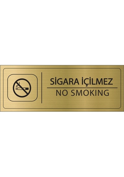 Sigara İçilmez İsimlik Altın Metal Kapı İsimliği Levhası Yönlendirme Tabelası