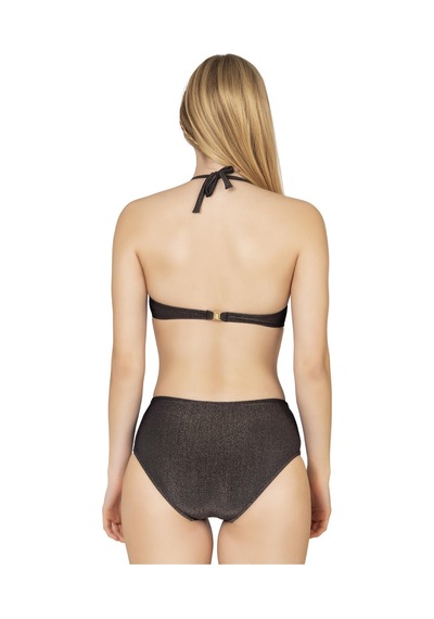 Endeep Kadın Balenli Destekli Yüksek Bel Bikini Takımı Siyah