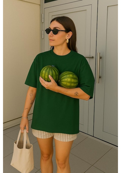 Oversize Unisex Tişört Yeşil