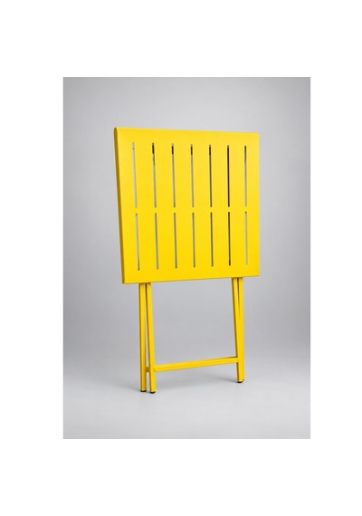 Katlanır Metal Balkon Bahçe Bistro Masa 50x50 Cm Kare Masa 75 Cm Sarı 1646