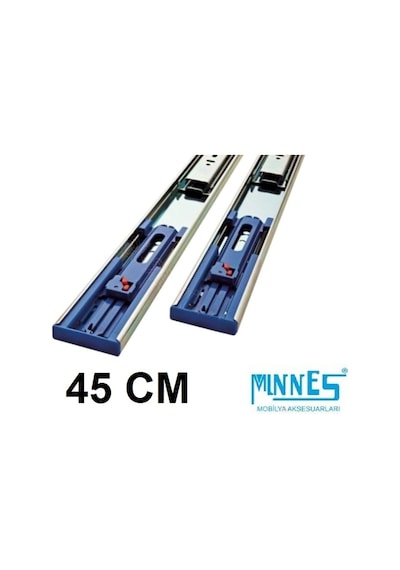 Minnes 45 cm Tam Açılım Teleskopik Frenli Mobilya Çekmece Rayı