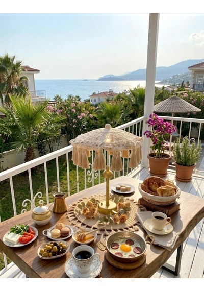 Missidea Elysia Ledli Dekoratif Bali Şemsiyesi Krem