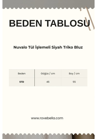 Rovebella Nuvola Tül İşlemeli Siyah Triko
