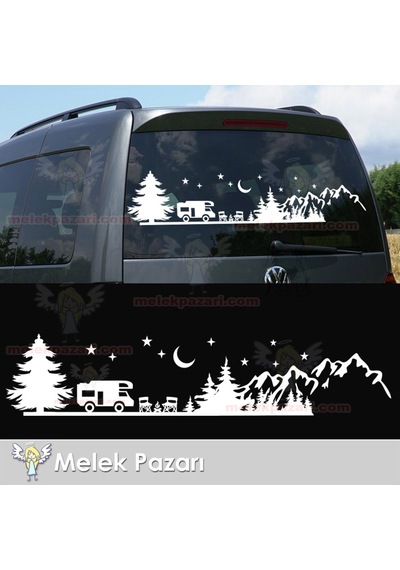 Camp, Orman Manzarası Karavan Stickerı, Karavan Çıkartma