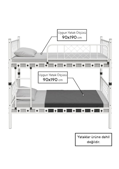 Missidea Orkide Dekoratif Metal Ranza & Karyola Seti Beyaz 90x200 Cm 90 x 200 CM