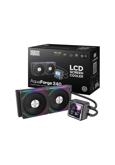Aquaforge V2 240mm Siyah Argb Lcd Ekranlı İşlemci Sıvı Soğutucu-133817