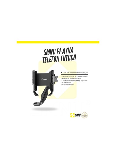 Smnu F-1 Ayna Bağantı Telefon Tutucu Siyah