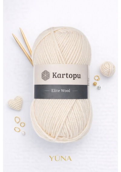 Elite Wool %49 Yün Örgü İpi Kazak & Süveter & Hırka & Yelek Kışlık Örgü İpi K025 Kırık Beyaz