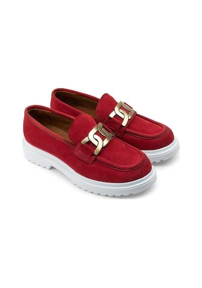 Deery Hakiki Süet Kırmızı Loafer Kadın Ayakkabı - 01902zkrmp01 Kırmızı