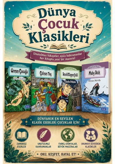 4 Kitaplı Dünya Çocuk Klasikleri Seti - 4. 5. 6. 7. Ve 8. Sınıflar İçin Öğretmen Tavsiyeli Okumayı Sevdiren-3