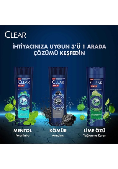 Men 3in1 Şampuan & Duş Jeli Yağlanma Karşıtı Lime Özü 350 Ml