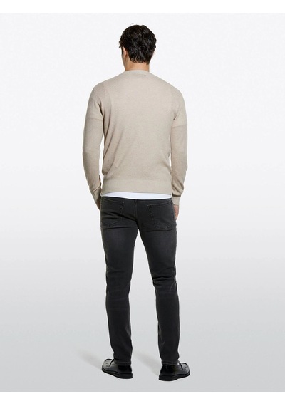 Pamuk Karışımlı Nervürlü Regular Fit Kazak Erkek Taş Rengi Kazak - 325a1041s104h