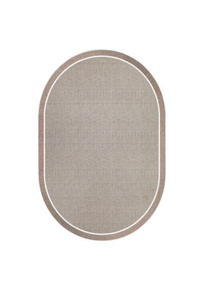 Natura Sisal Hasır Görünümlü Çift Bordürlü Oval Halı Ntr28 Kahve