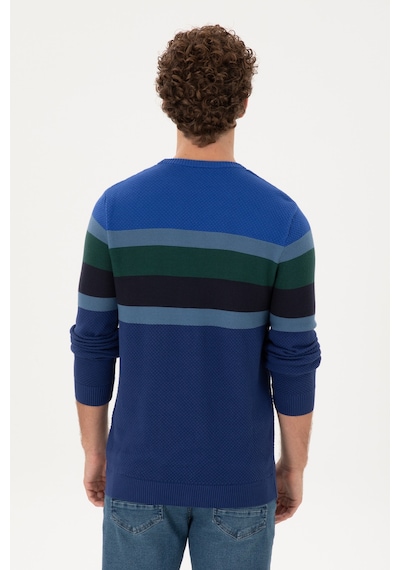 U.S. Polo Assn.  Erkek Slim Fit Bisiklet Yaka İndigo Kazak 50292866-VR028