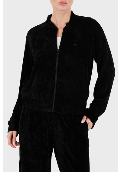 Emporio Armani Logolu Regular Fit Düz Paça Kadife Dokulu Eşofman Takımı Kadın Eşofman Takımı Ew004750 Af26228 Uc001 Siyah