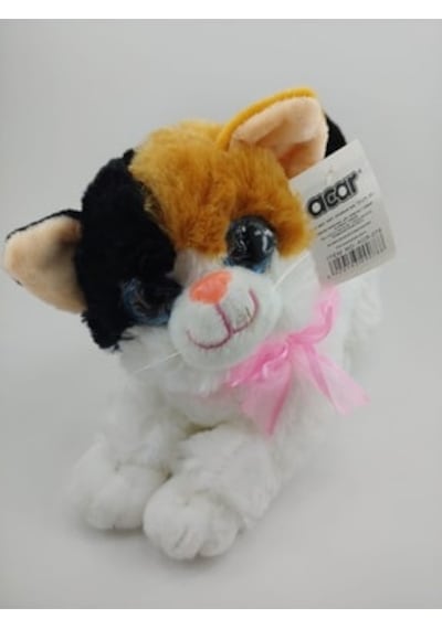 Acar Siyah Sarı Yatan Kedi Sesli Büyük Peluş 25 Cm--Skradapelus29