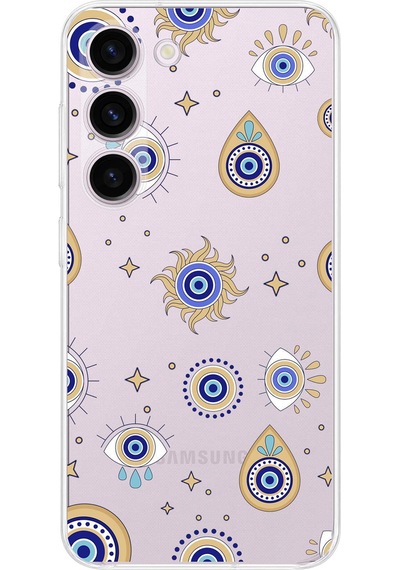 Samsung Galaxy S23 Plus İle Uyumlu Nazar Boncuğu 5 Kamera Korumalı Şeffaf Silikon Kılıf Şeffaf