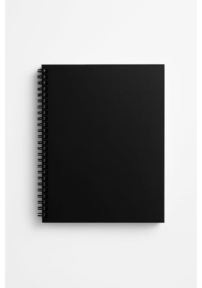 Çizgili Spiralli Not Defteri, A5 Boyut 15x21 Cm , 60 Yaprak, 90gr. Ivory Kağıt, Ofis İçin İdea Siyah Kapak
