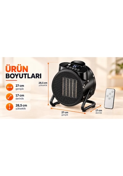 Teknovera Elektrikli Fanlı Isıtıcı 3000w Dijital Ekran Uzaktan Kumandalı
