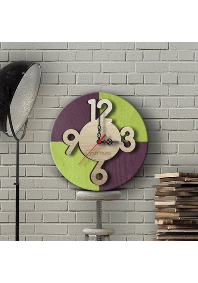 Kişiye Özel 3 Boyutlu Kabartma Tasarımlı Ahşap Duvar Saati 30 Cm. Çok Renkli