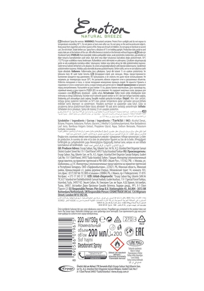 Emotion Natural Breeze Kadın Alüminyumsuz Vegan Deodorant 4x200 Ml