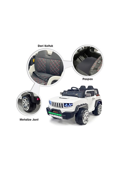 Jeep Akülü Araba 0-8 Yaş Beyaz