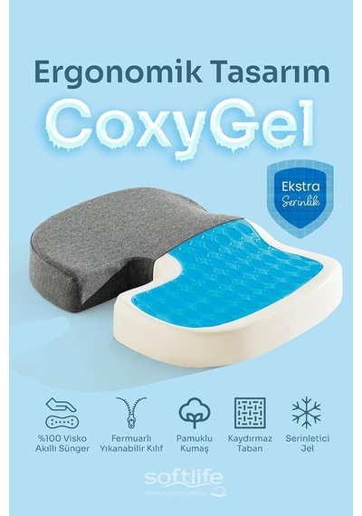 Coxygel Serinleten Visco Oturma Minderi Jelli Ortopedik Coccyx Kuyruk Sokumu Minderi 45x34x7cm Çok Renkli Coxygel Serinleten Visco Oturma Minderi Jelli Ortopedik Coccyx Kuyruk Sokumu Minderi 45x34x7cm Çok Renkli